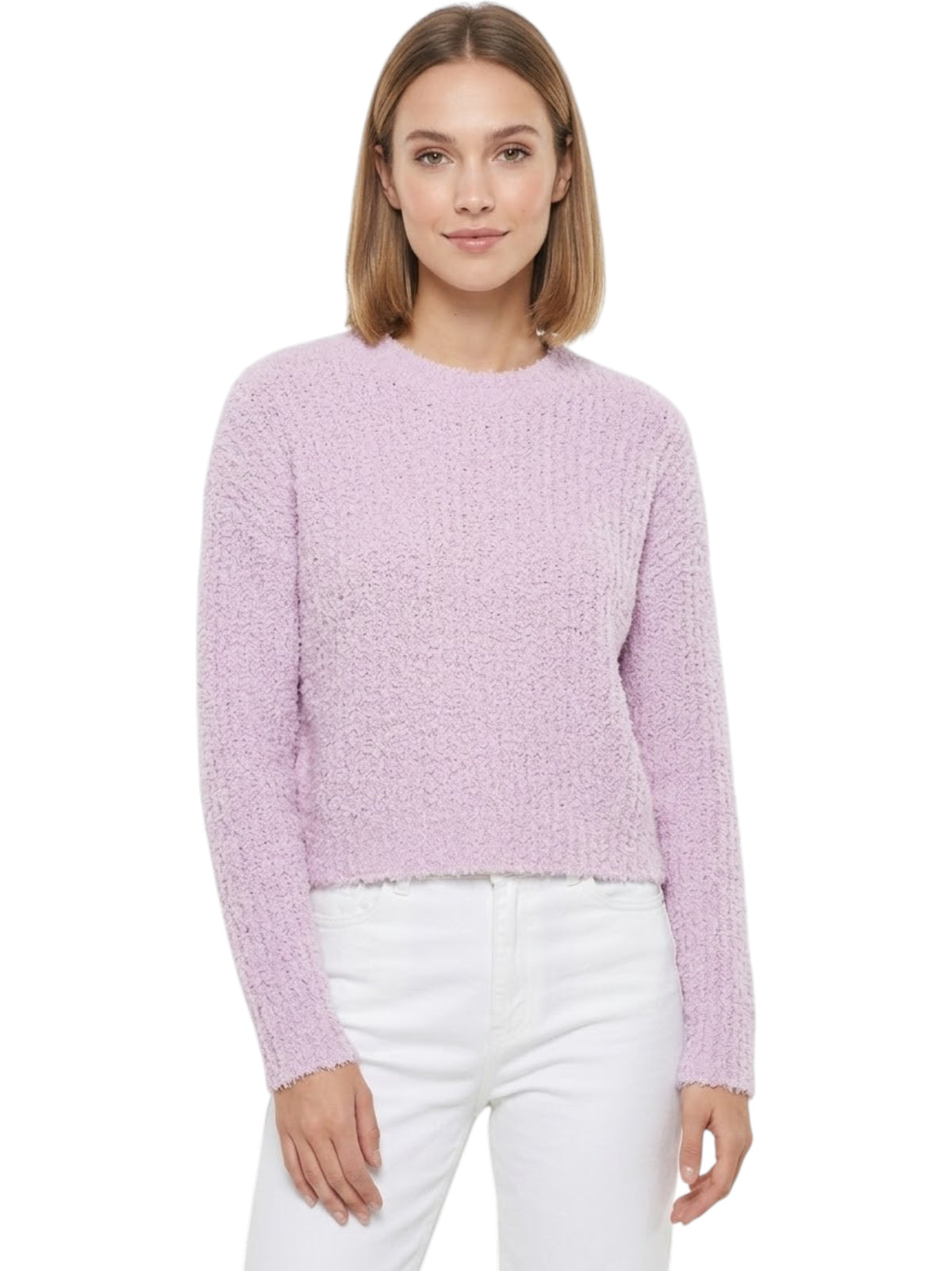 Image for Women's Textured Faux Fur Sweater,Light Mauve