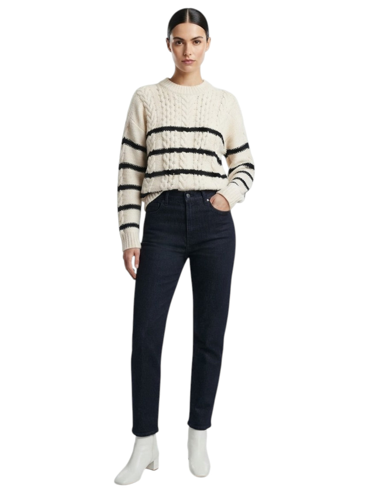 Image for Women's Textured Knitted Sweater,White