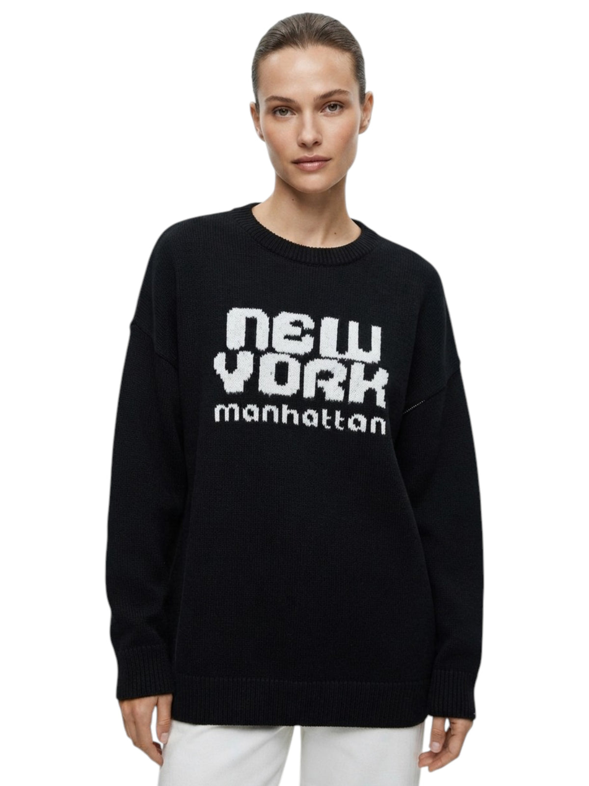 Image for Women's Printed Knitted Sweater,Black