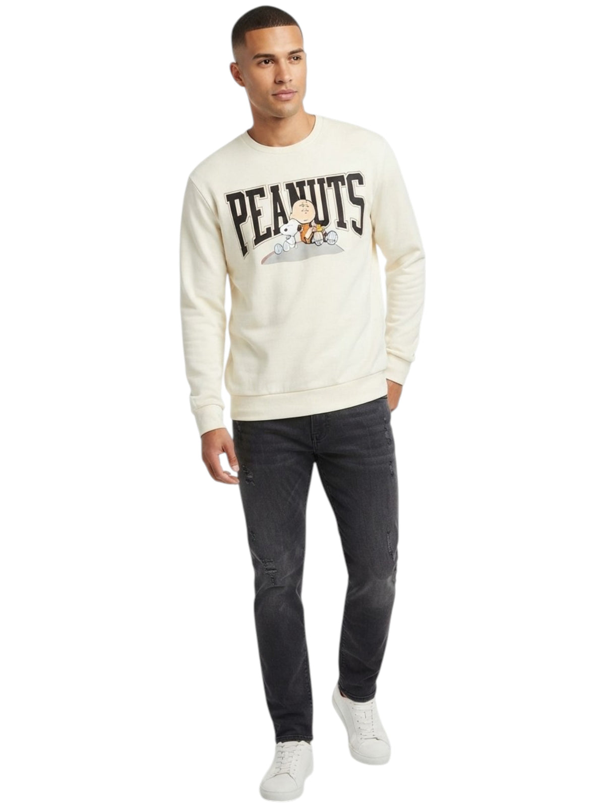 Image for Men's Brand Logo Printed Sweater,Beige