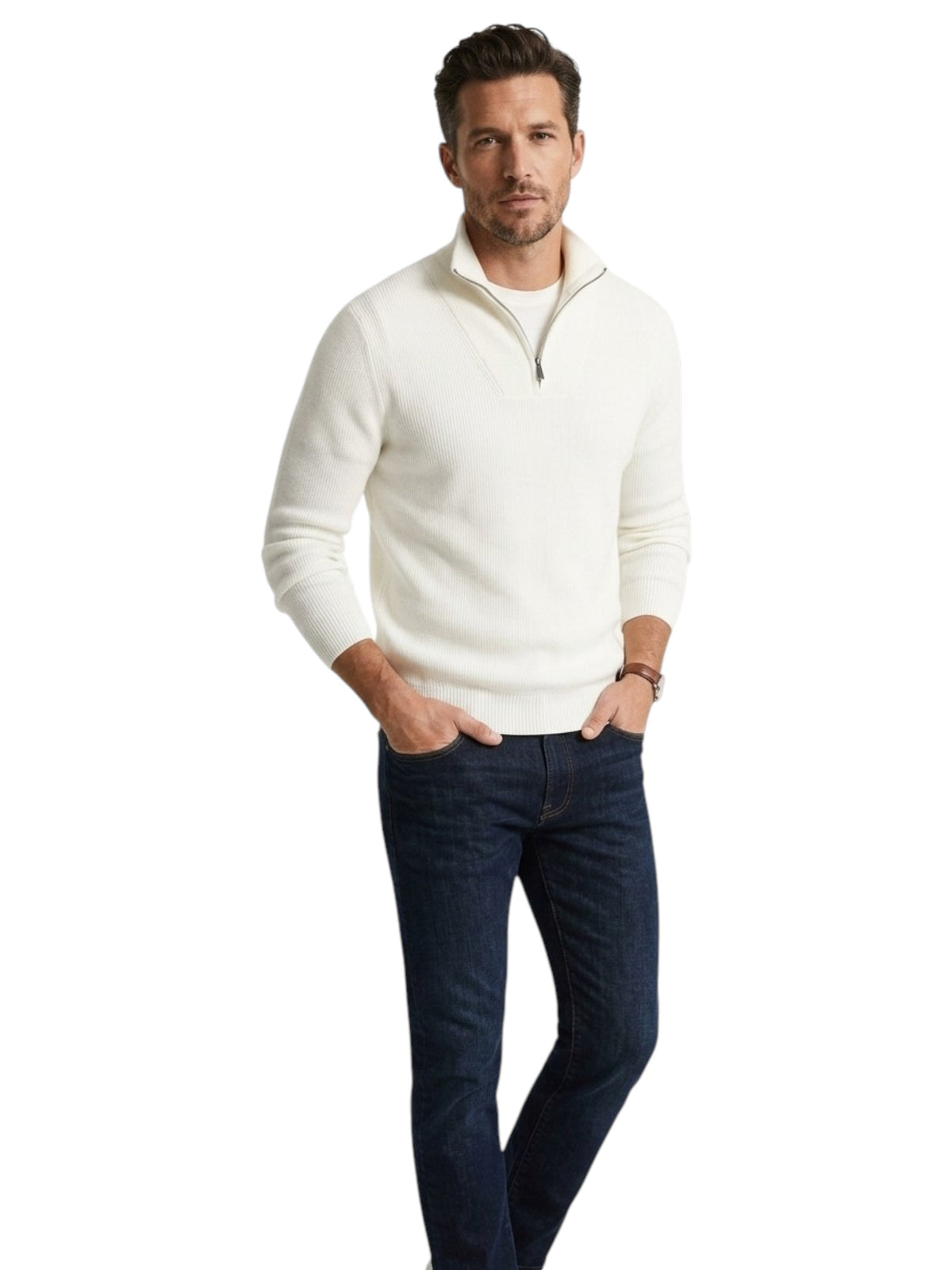 Image for Men's Ribbed Knitted Top,White