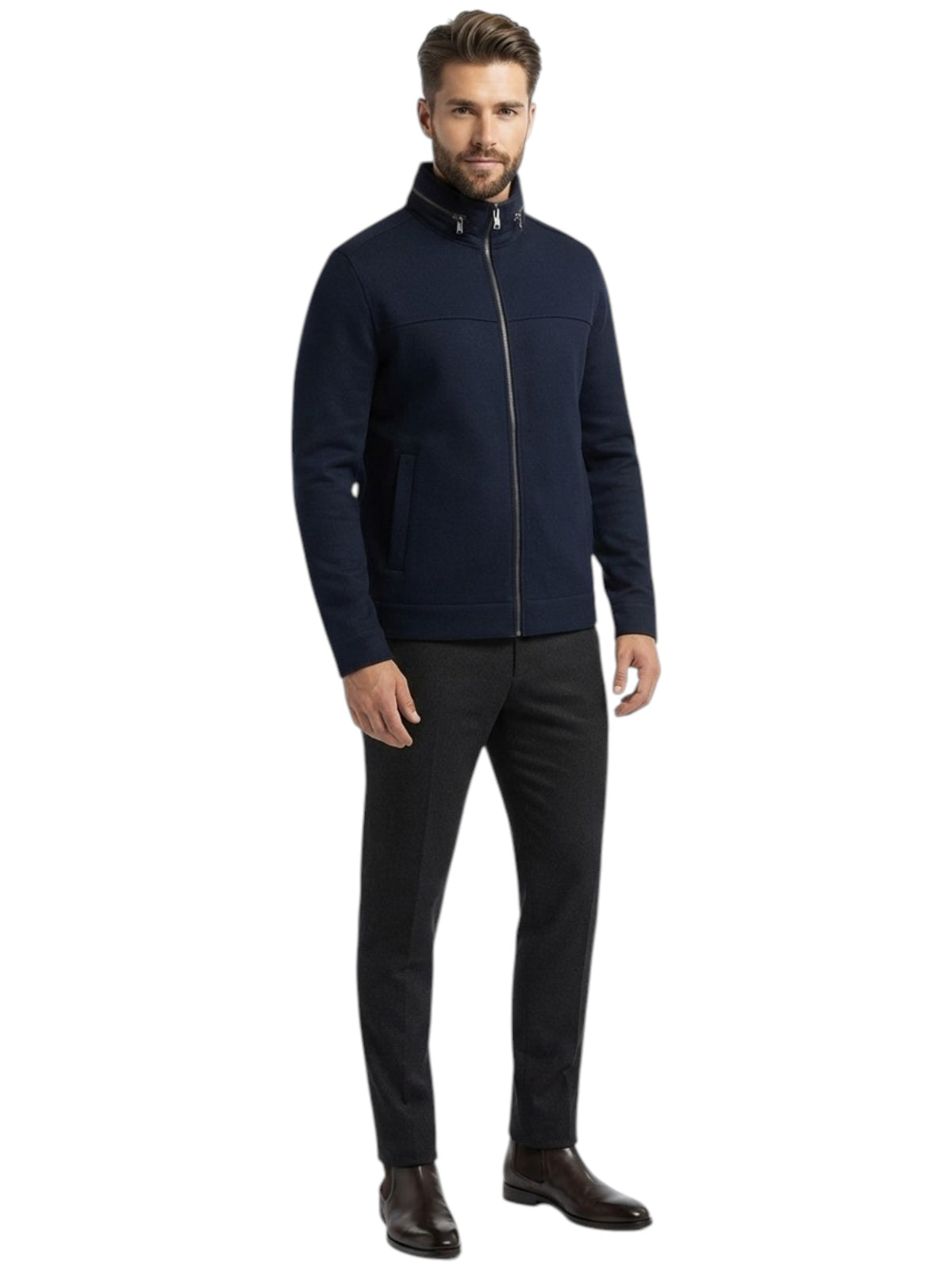 Image for Men's Plain Trench Jacket,Navy Blue