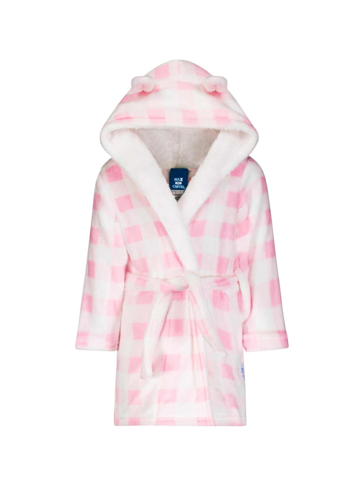 Image for Kids Girls Plaid Knitted Sleepwear Robe With Belt,Pink