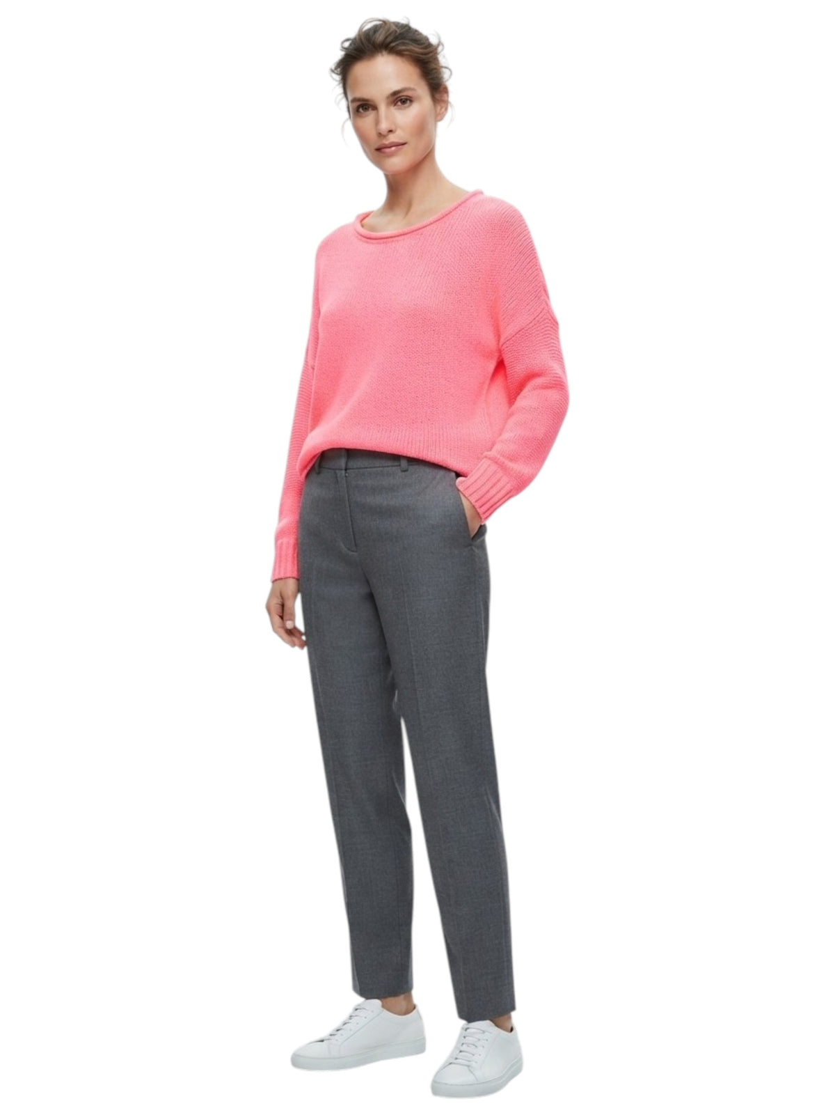 Image for Women's Textured Open Knitted Sweater,Pink