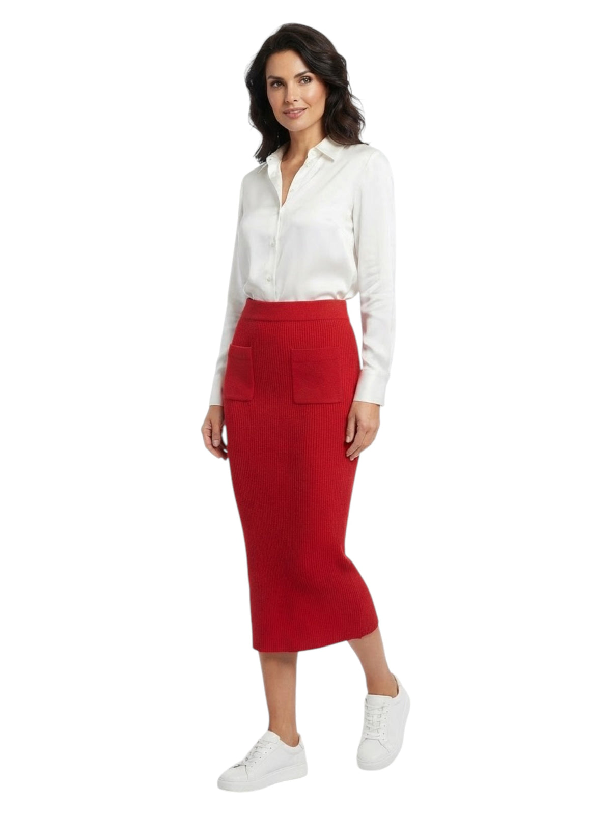Image for Women's Ribbed Knitted Skirt,Red