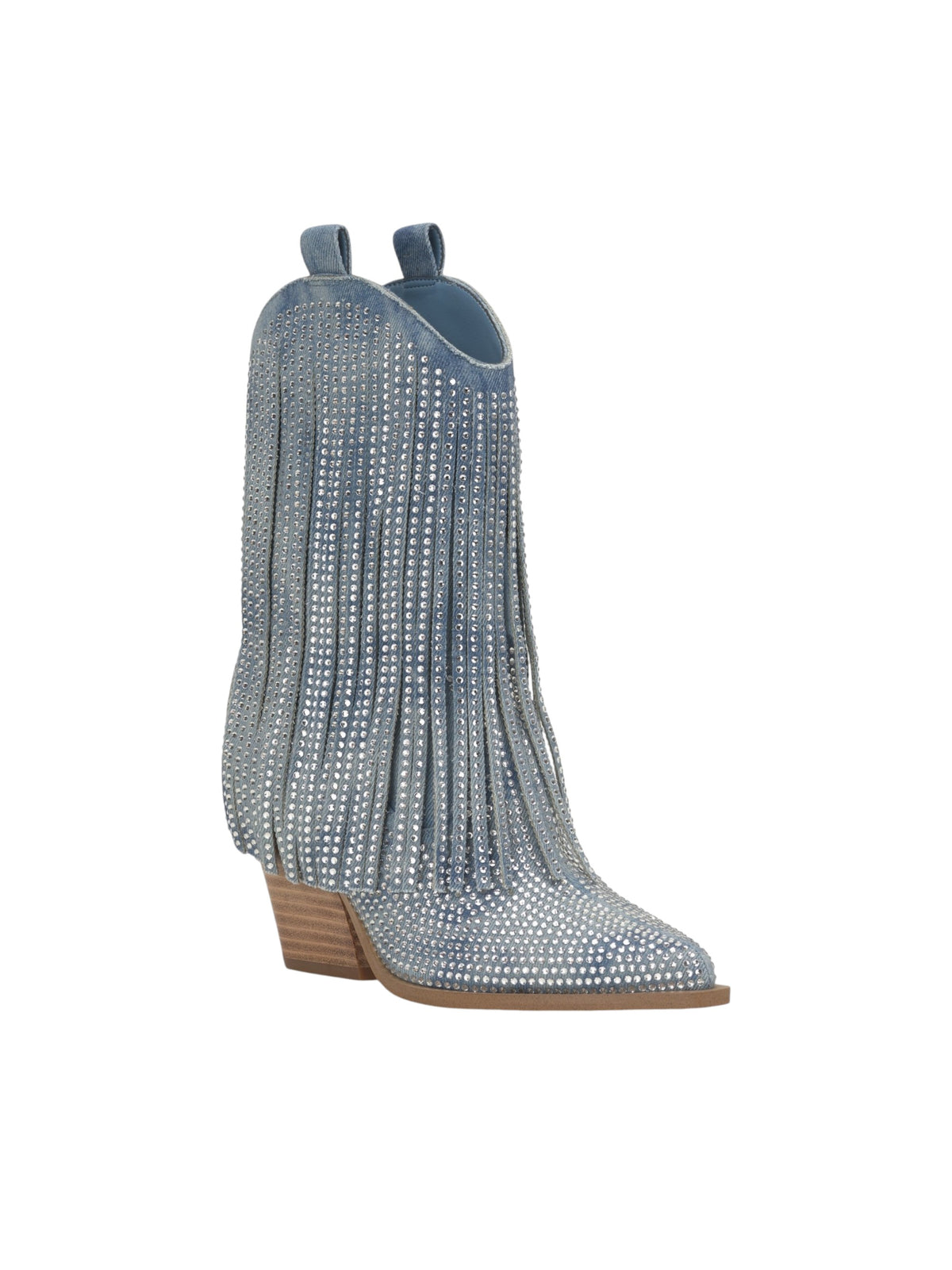 Image for Women's Denim Strass Calf High Boots,Blue