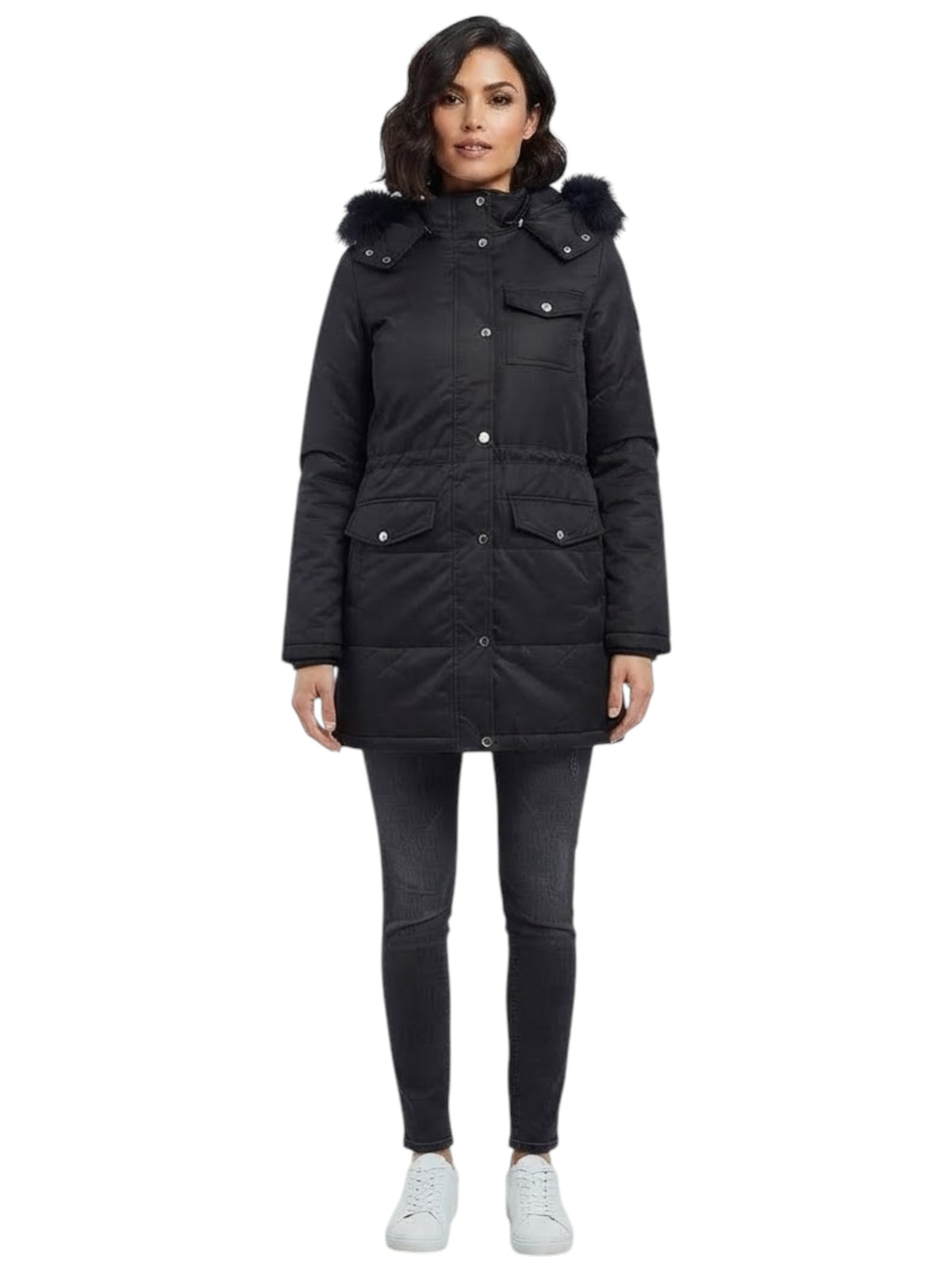 Image for Women's Quilted Puffer Jacket,Black
