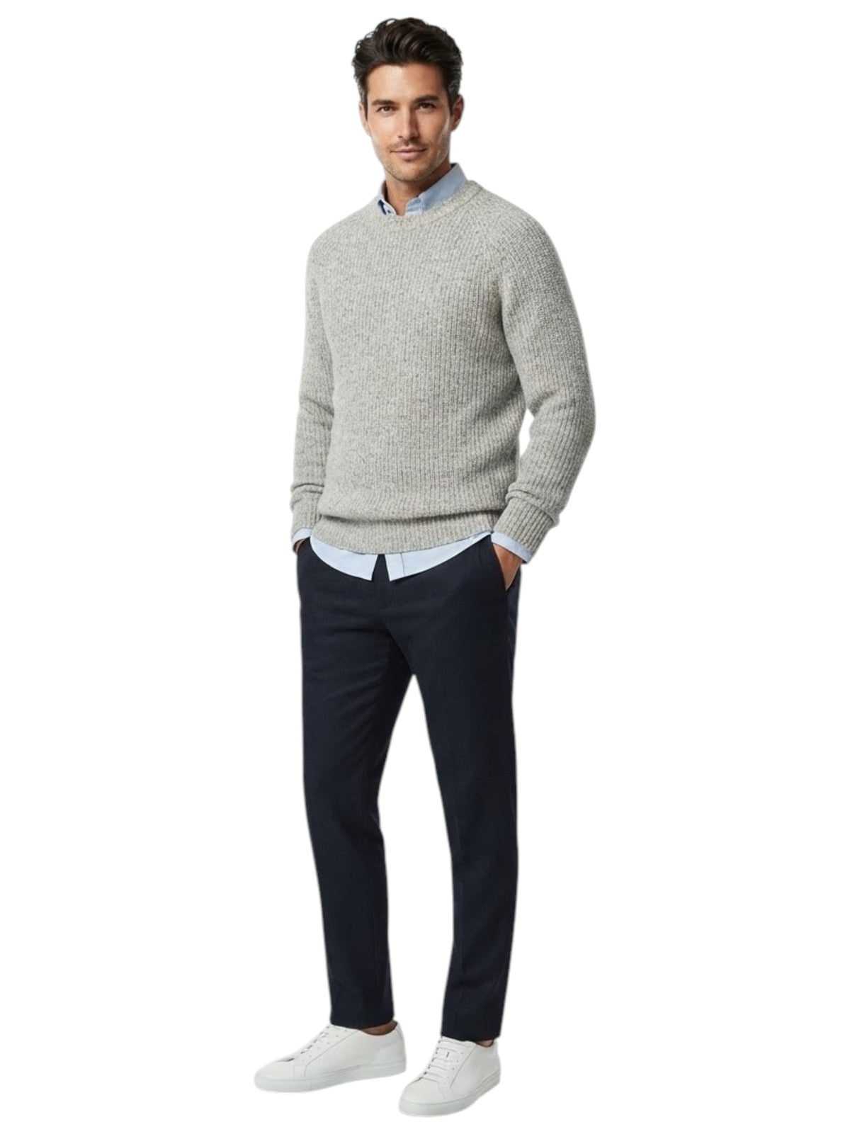 Image for Men's Textured Sweater,Light Green