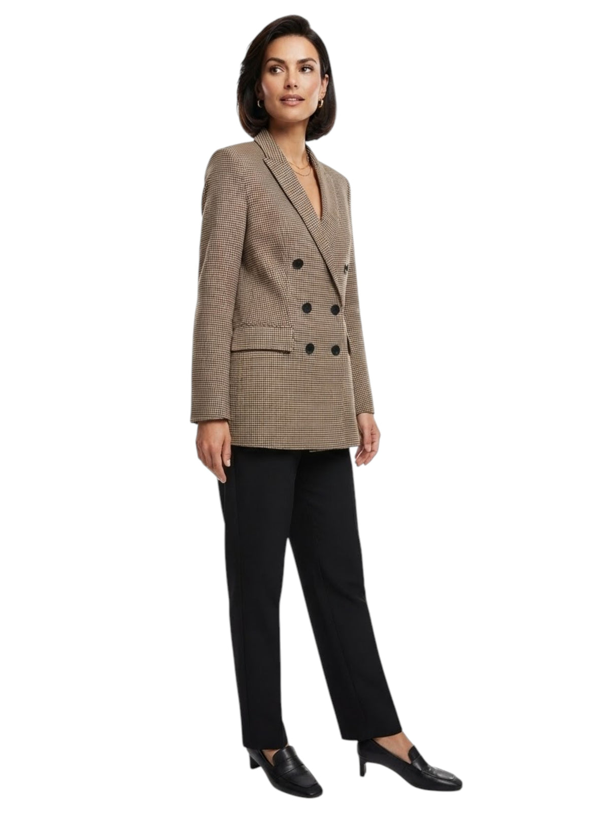Image for Women's Plaid Blazer,Brown