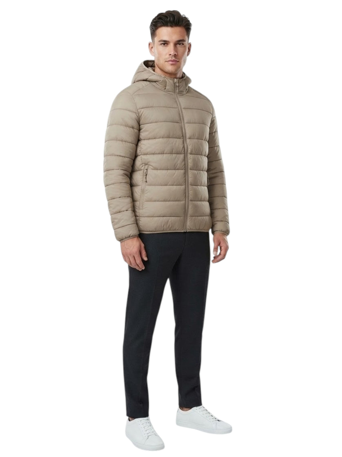 Image for Men's Plain Puffer Jacket,Beige