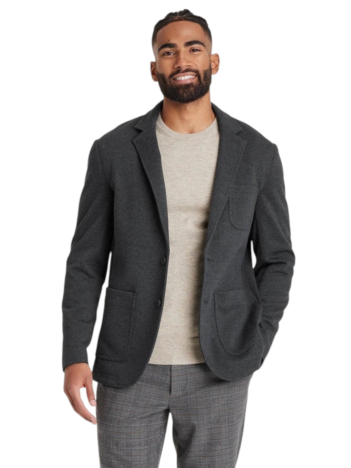Image for Men's Plain Blazer,Dark Grey