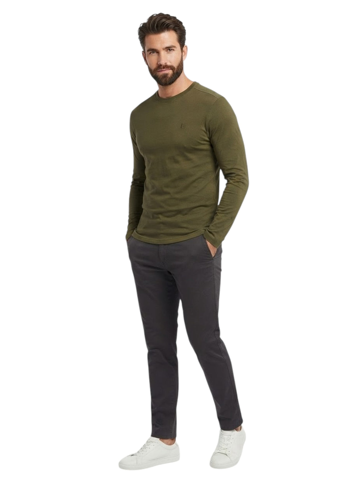 Image for Men's Plain Top,Olive Green