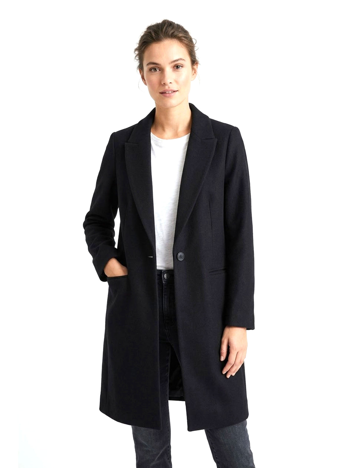 Women's Plain Classic Coat,Black