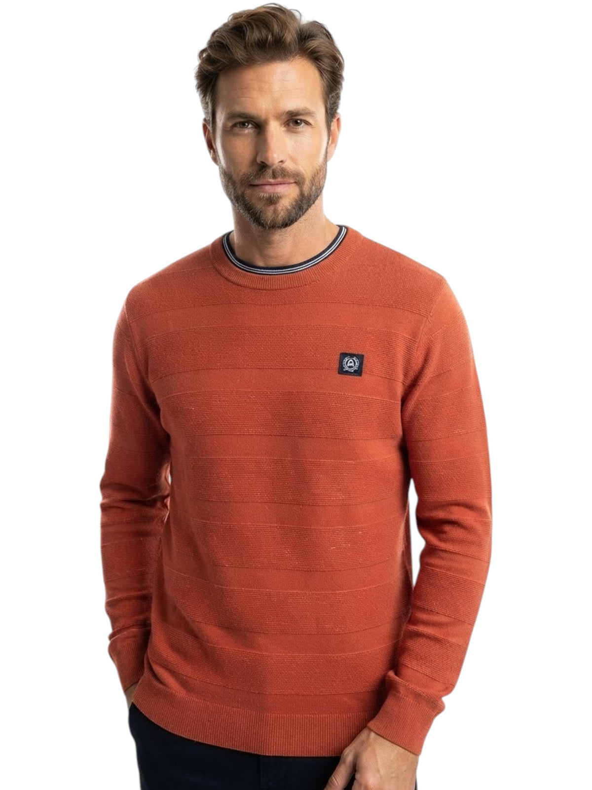 Image for Men's Ribbed Top,Dark Orange