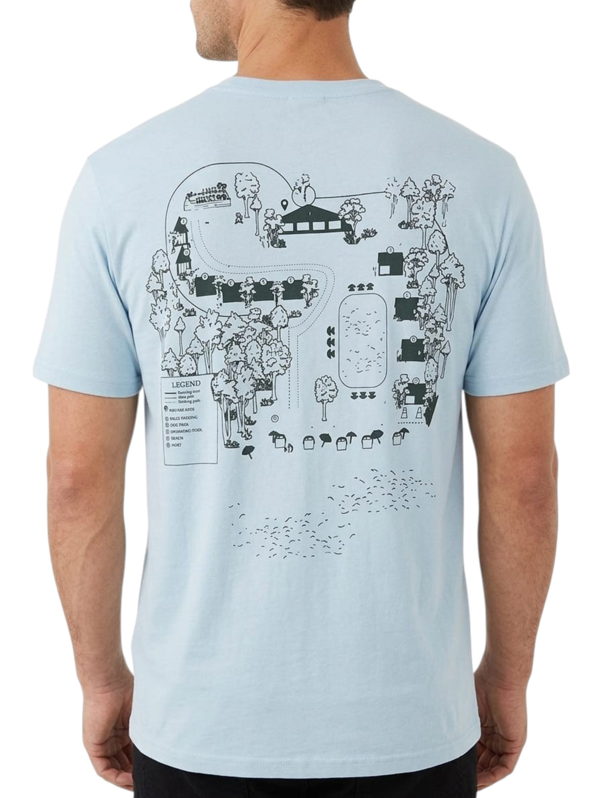 Men's Back Printed Top,Light Blue