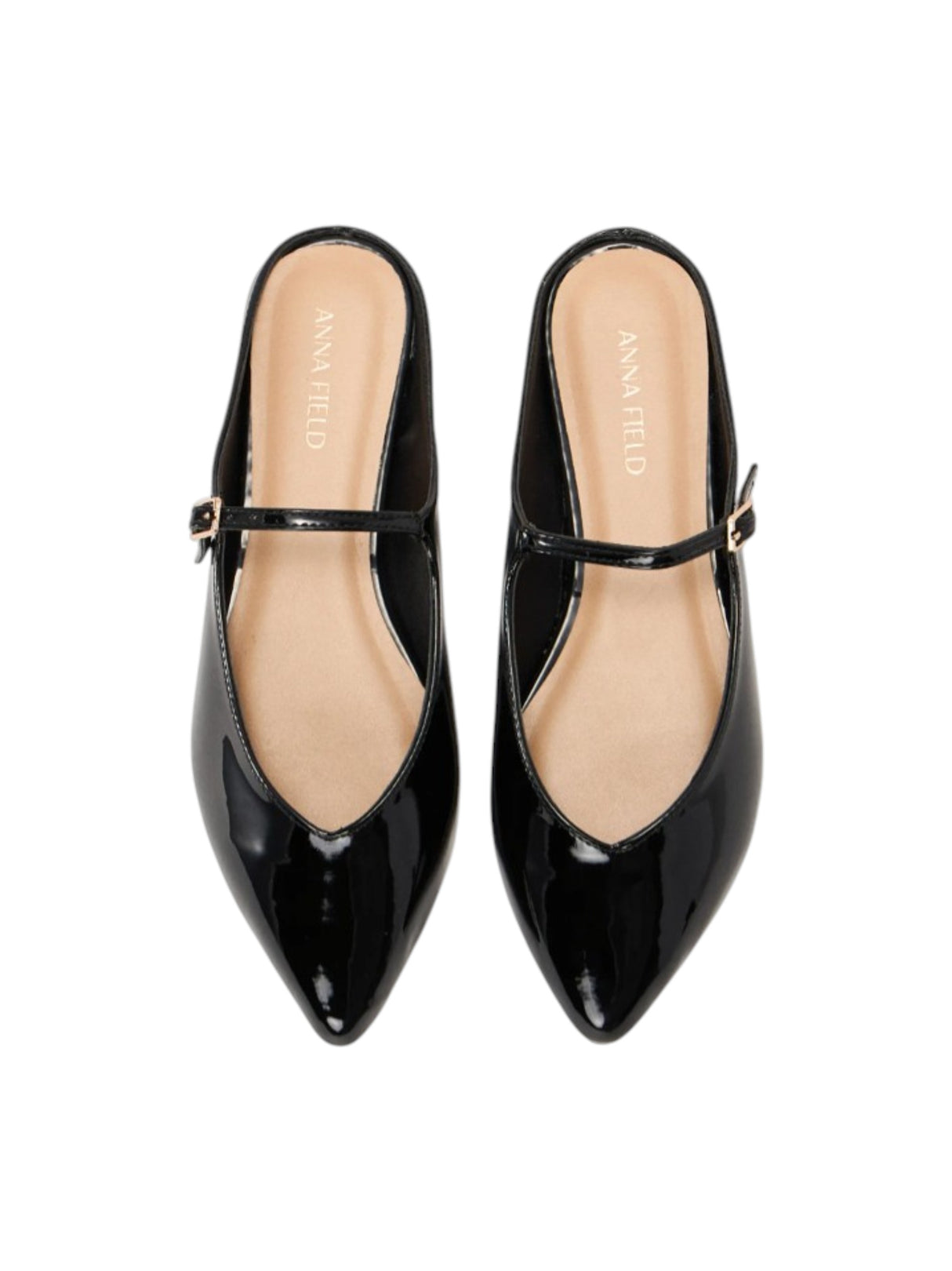 Women's Plain Patent Slingback Flats Shoes,Black
