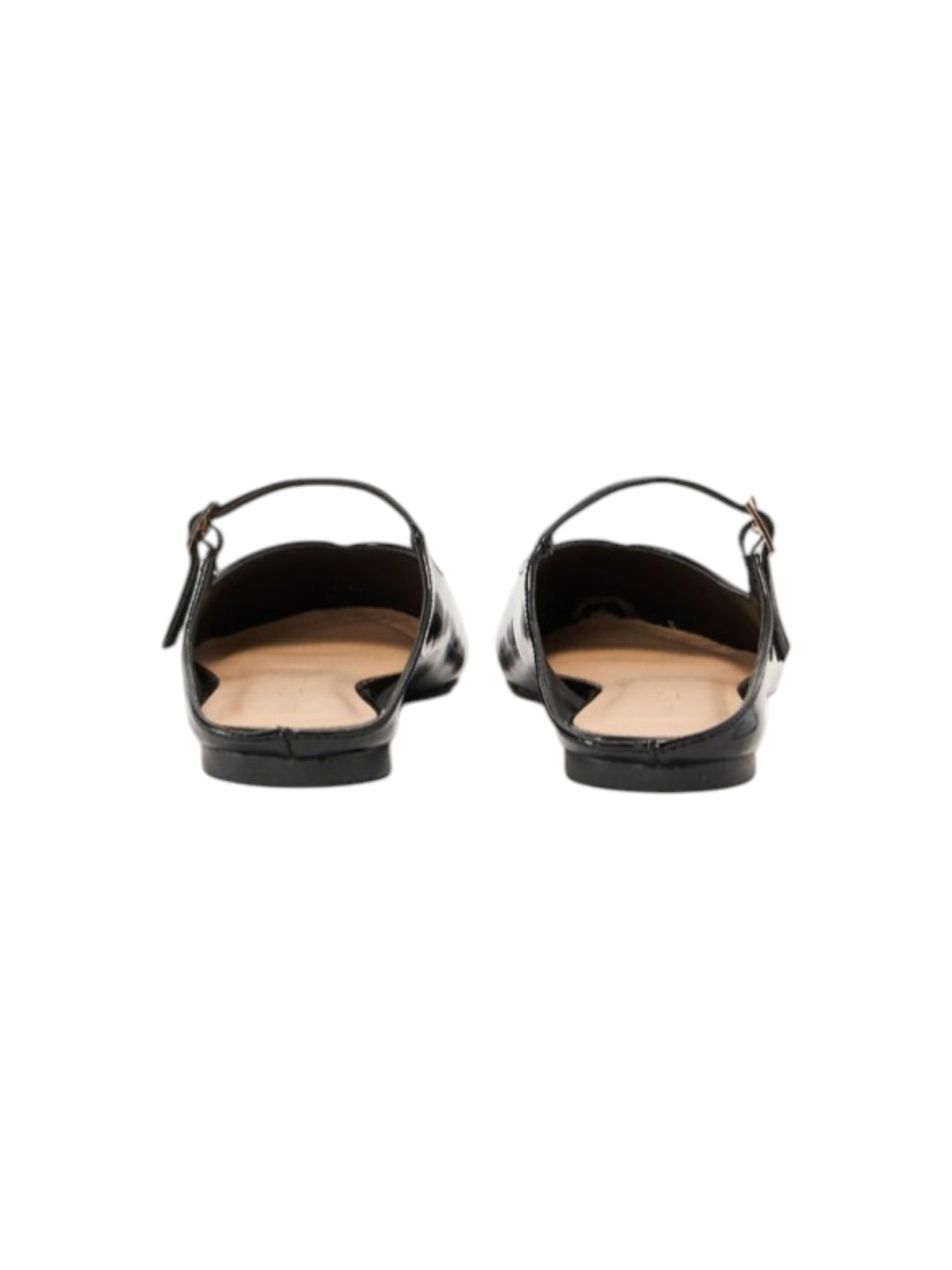 Women's Plain Patent Slingback Flats Shoes,Black