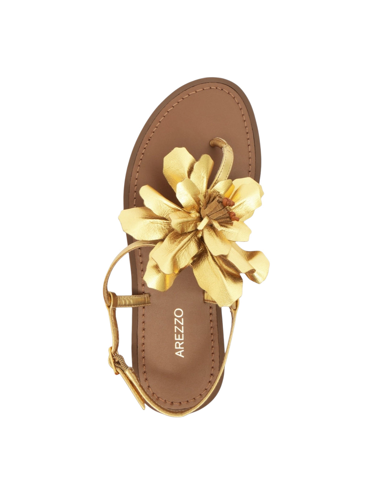 Women's Plain Bright Floral Sandals,Gold/Brown