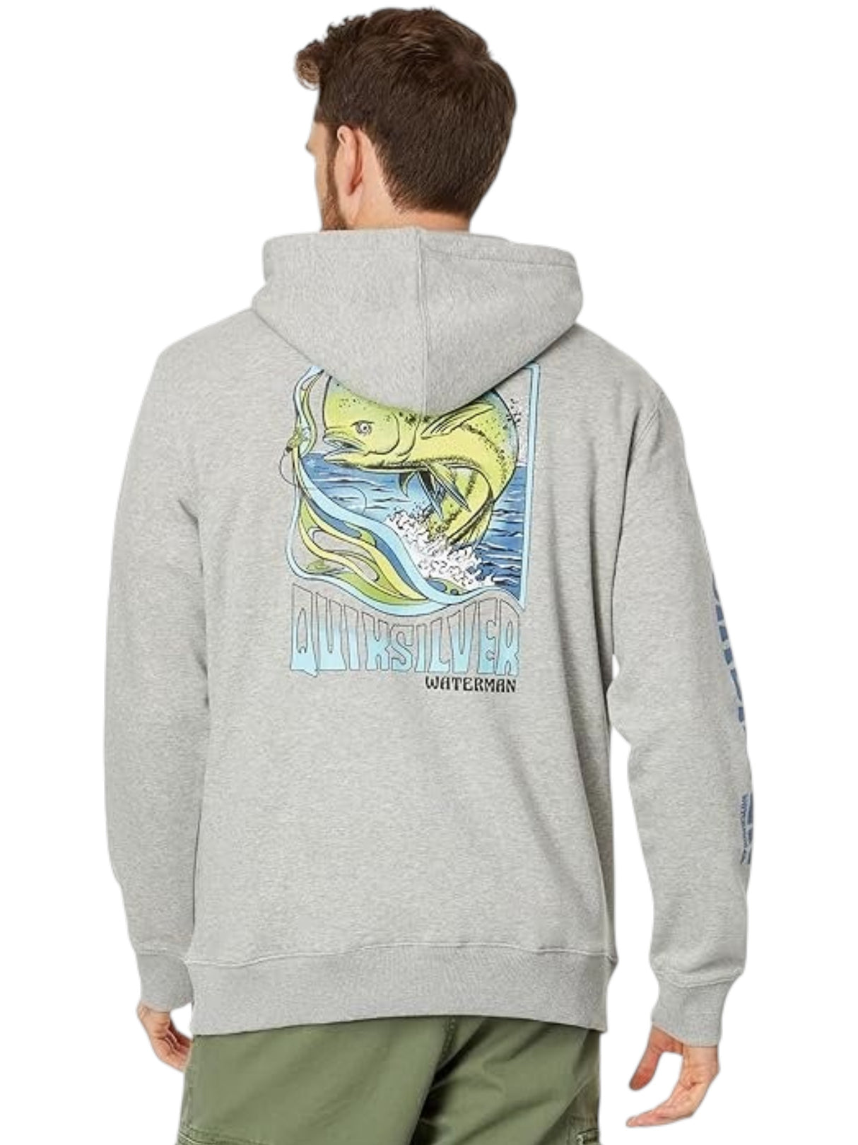 Men's Printed Back Hoodies,Grey
