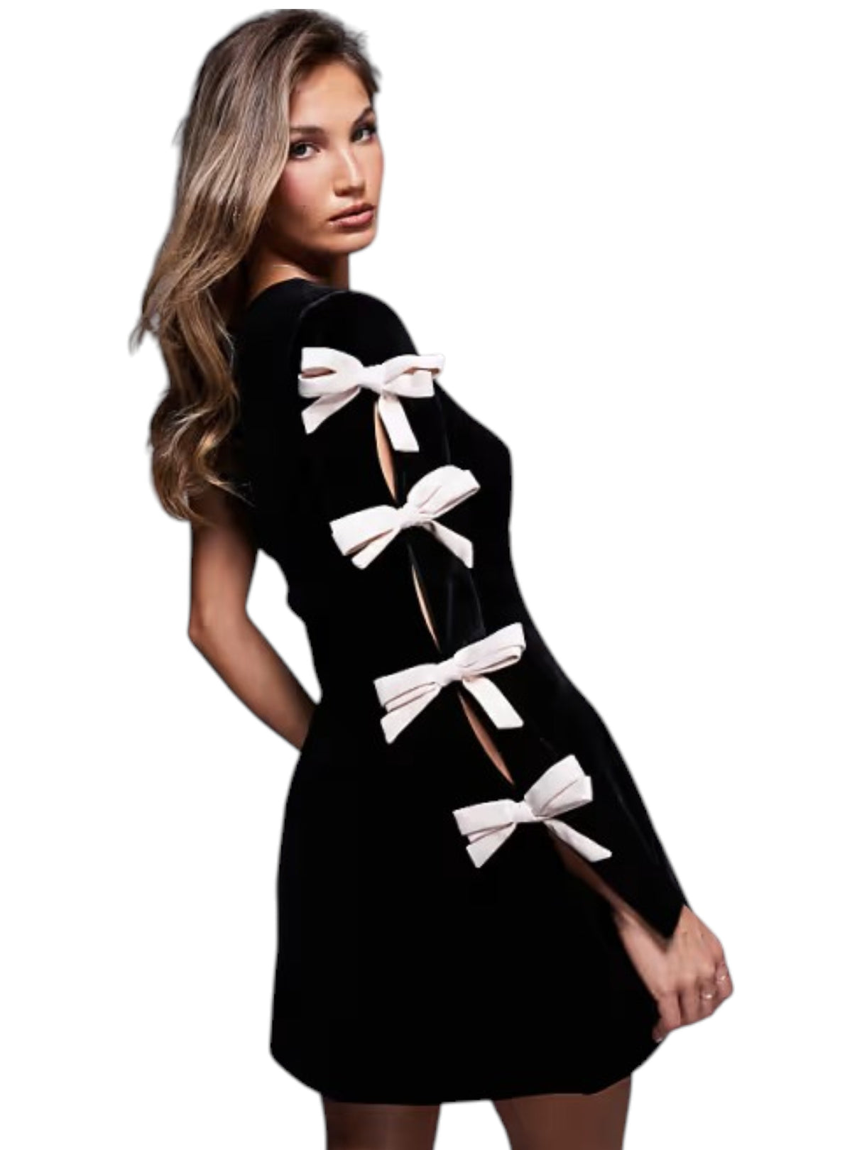 Women's Plain Velvet Dress,Black