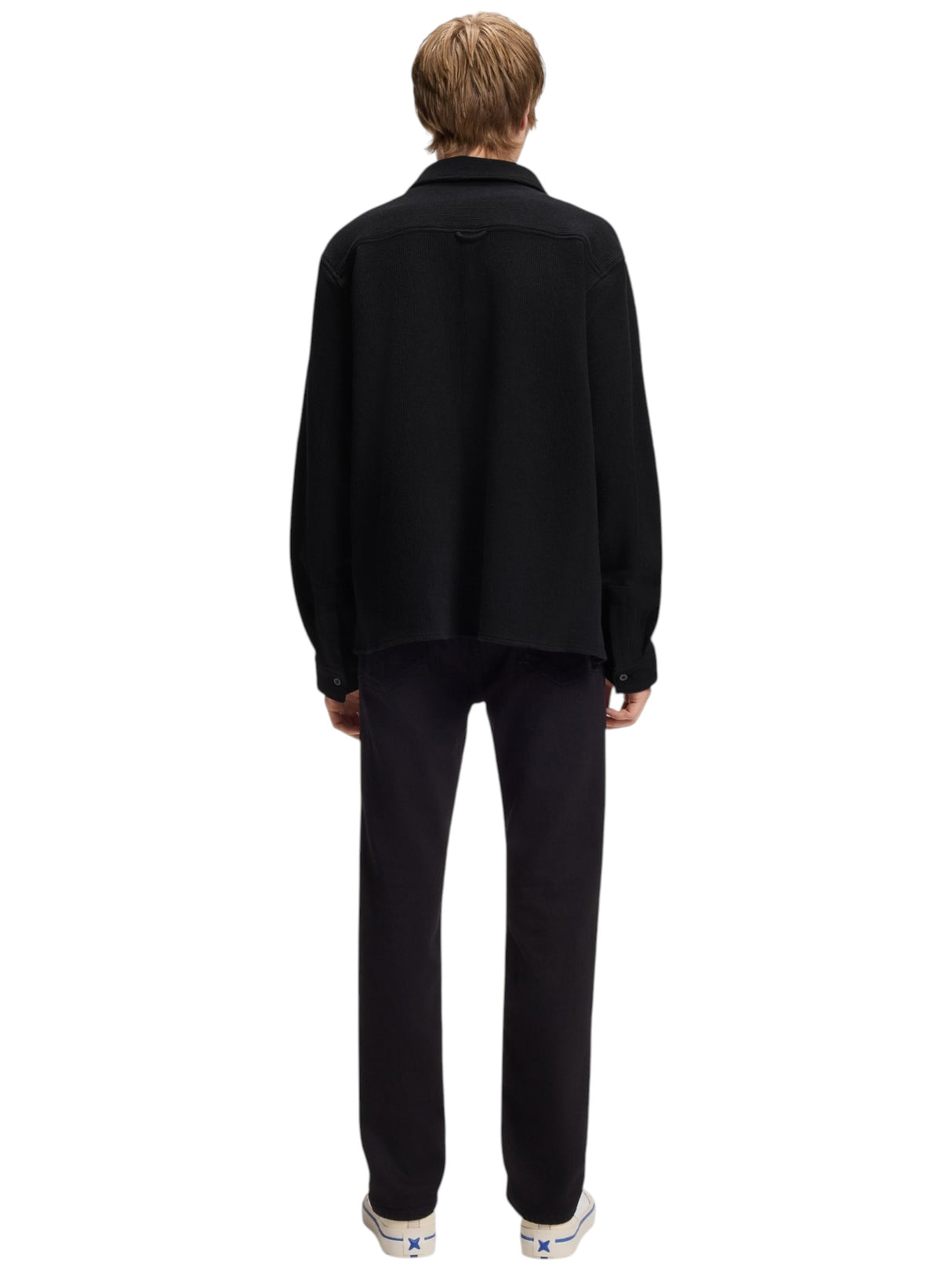 Men's Ribbed Knit Zip Shirt,Black