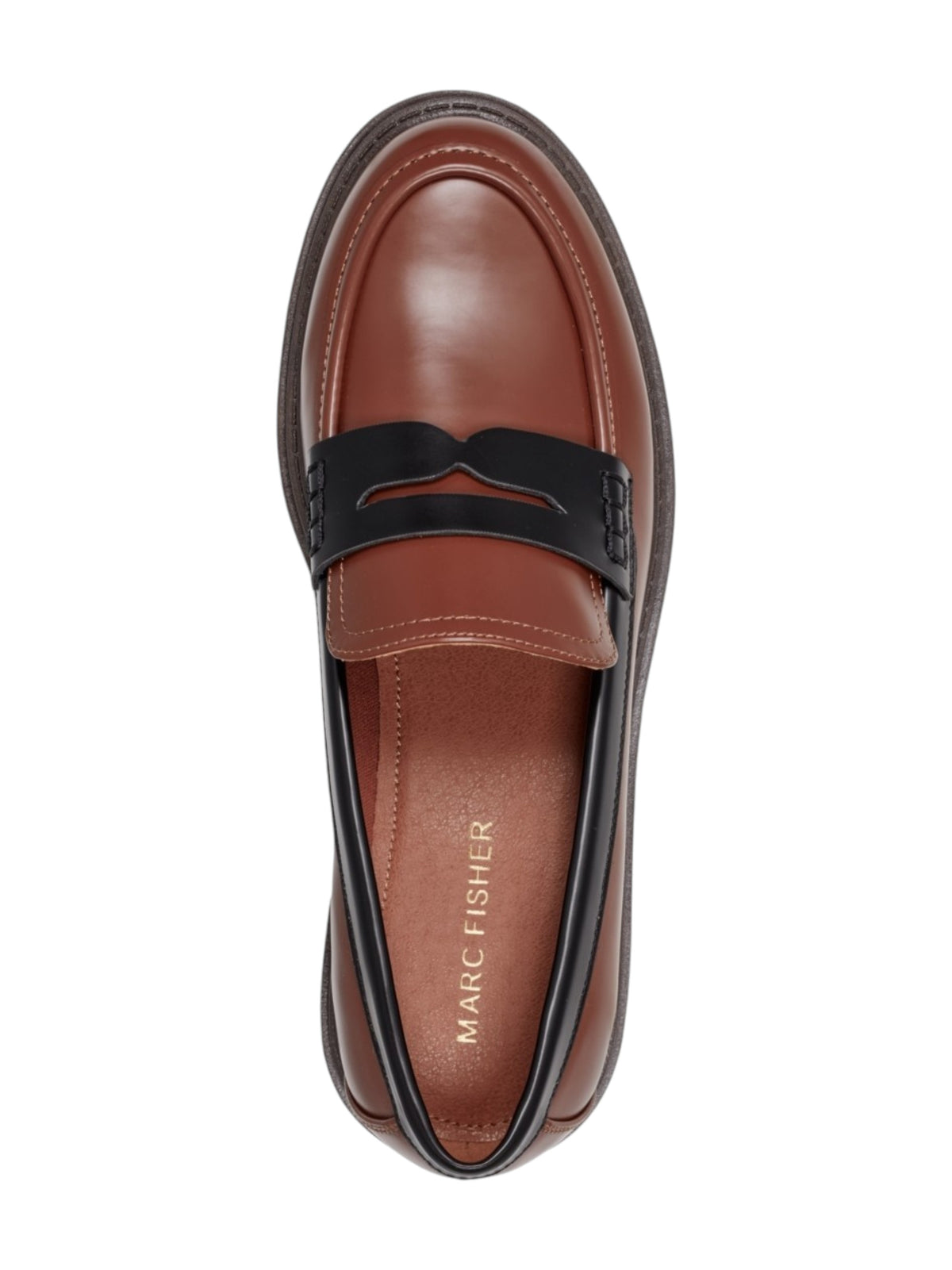Women's Plain Cube Lug Sole Penny Loafers Shoes,Brown