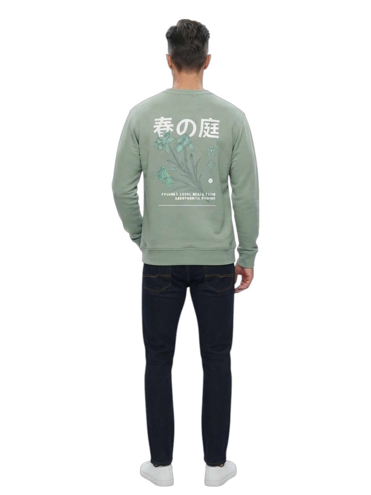 Men's Printed Sweater,Sage Green