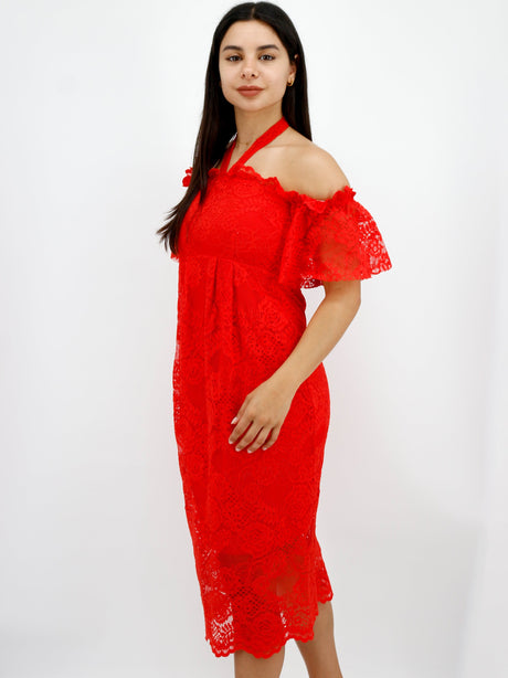 Women's Lace Dress,Red