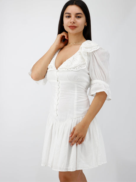 Women's Embroidery Detail Dress,White
