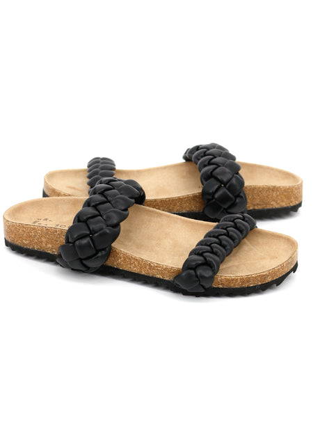 Women's Braided Slide Sandals,Black