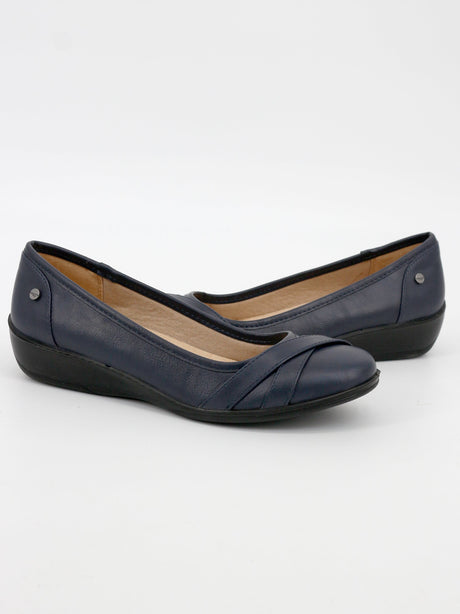 Women's CrissCros Strap Detail Faux Leather Shoes,Navy
