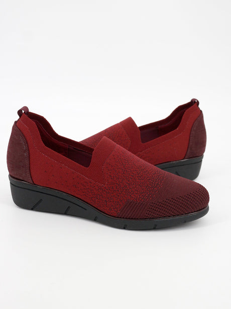 Women's Knit Cushioned Slip On Sneakers,Burgundy