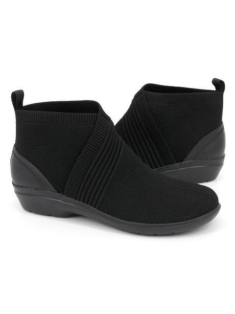 Women's Mid Knit Cushioned Ankle Boots,Black