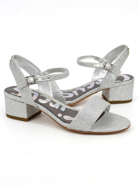 Women's Glam Block Heel Sandals,Silver