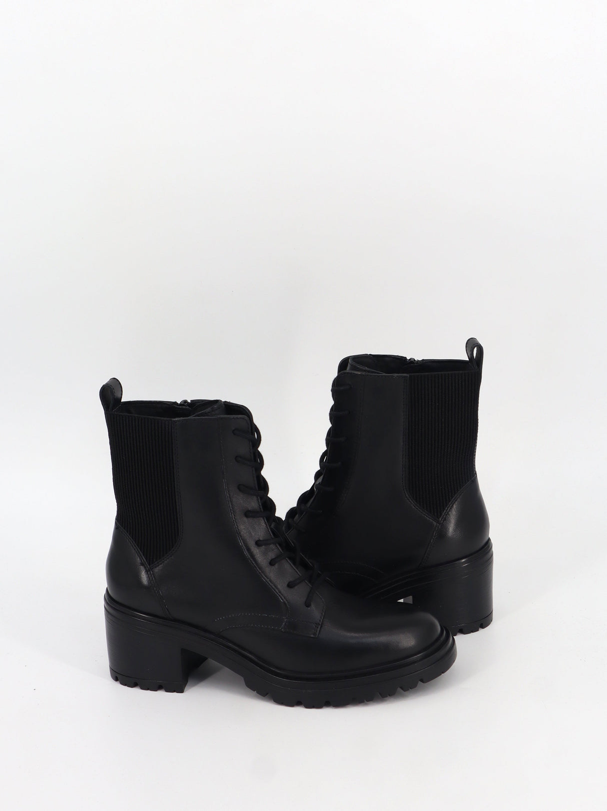 Women's Plain Leather Ankle Boots,Black
