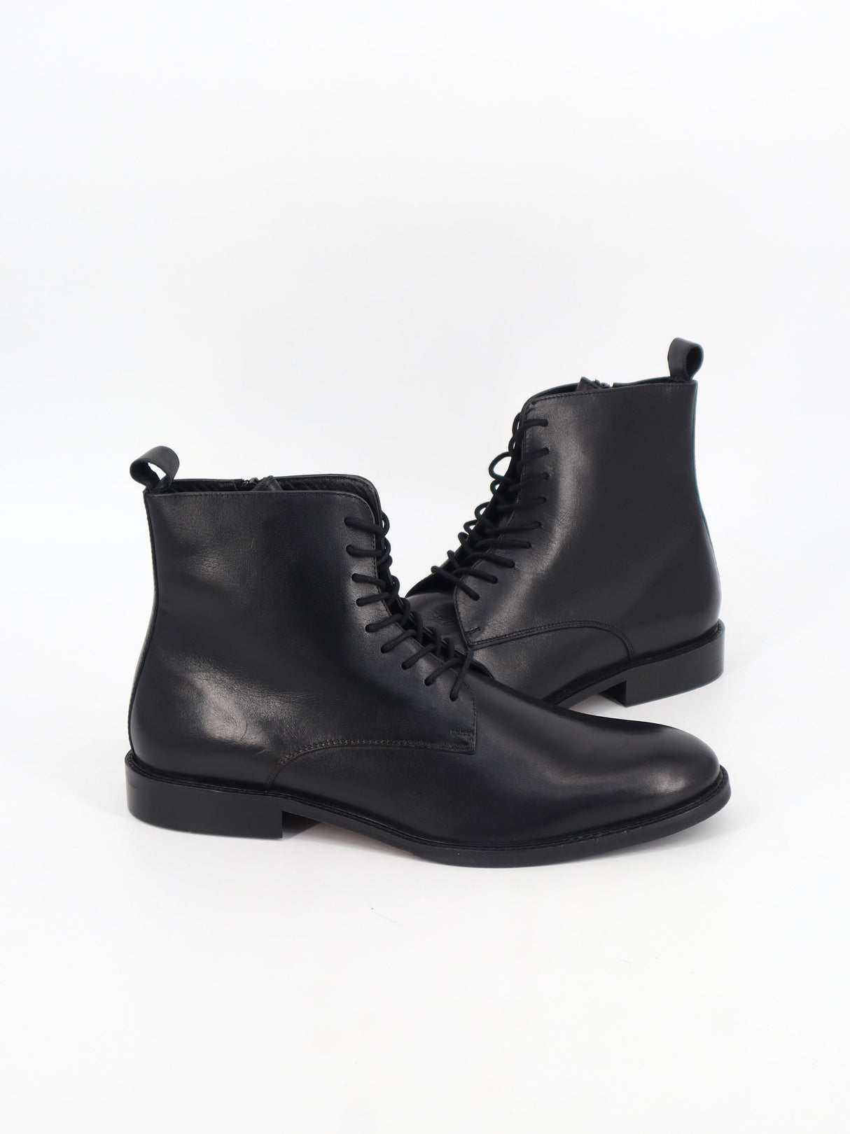 Men's Plain Leather Ankle Boots,Black