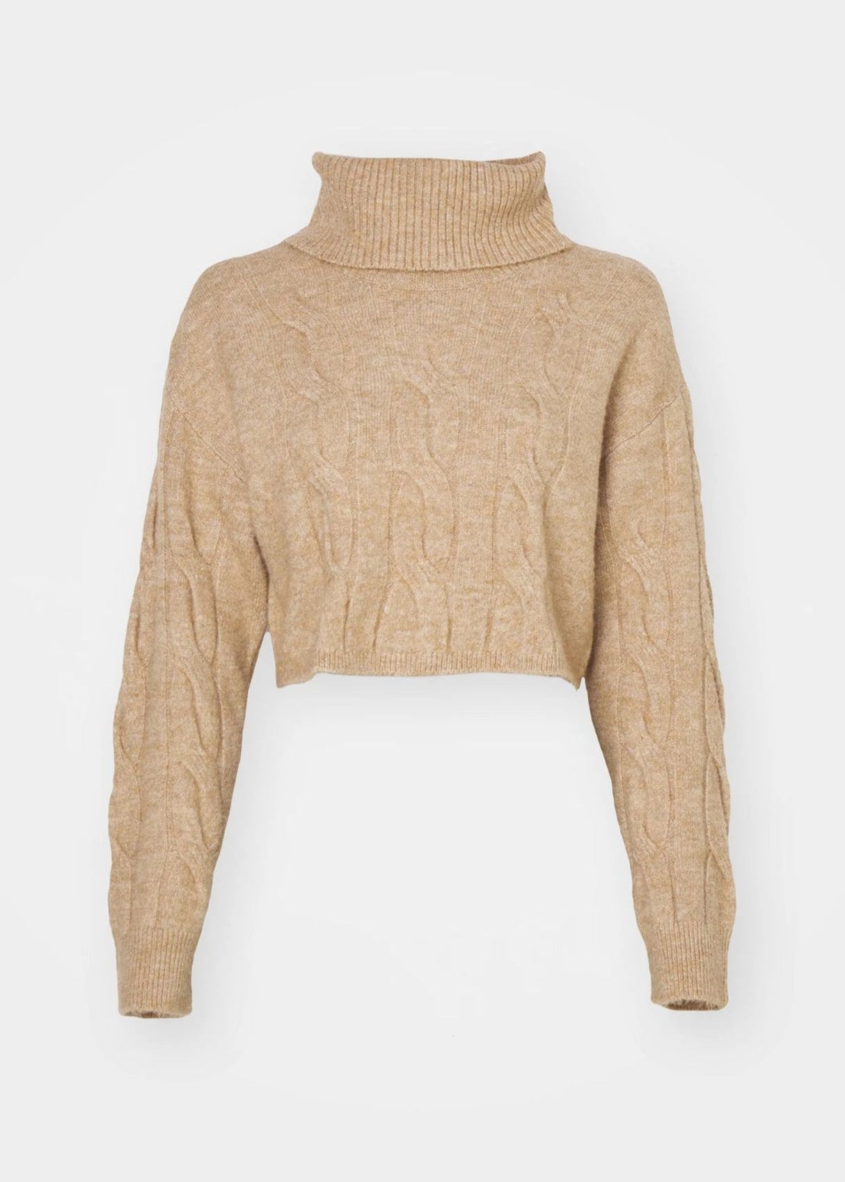 Image for Women's Braided Cropped Sweater,Light Brown