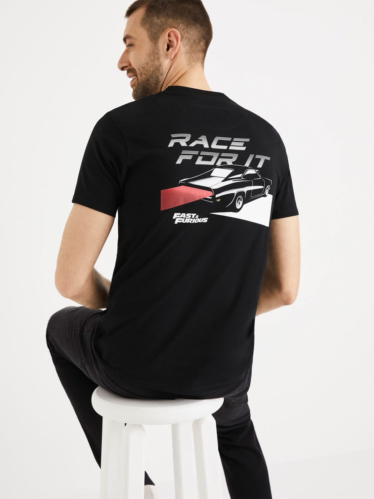 Men's Graphic Printed T-Shirt,Black
