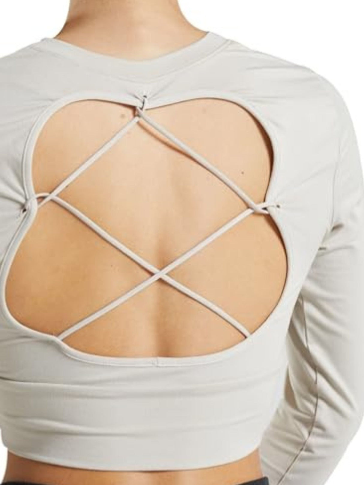 women's Open Back Sport Top,Biege