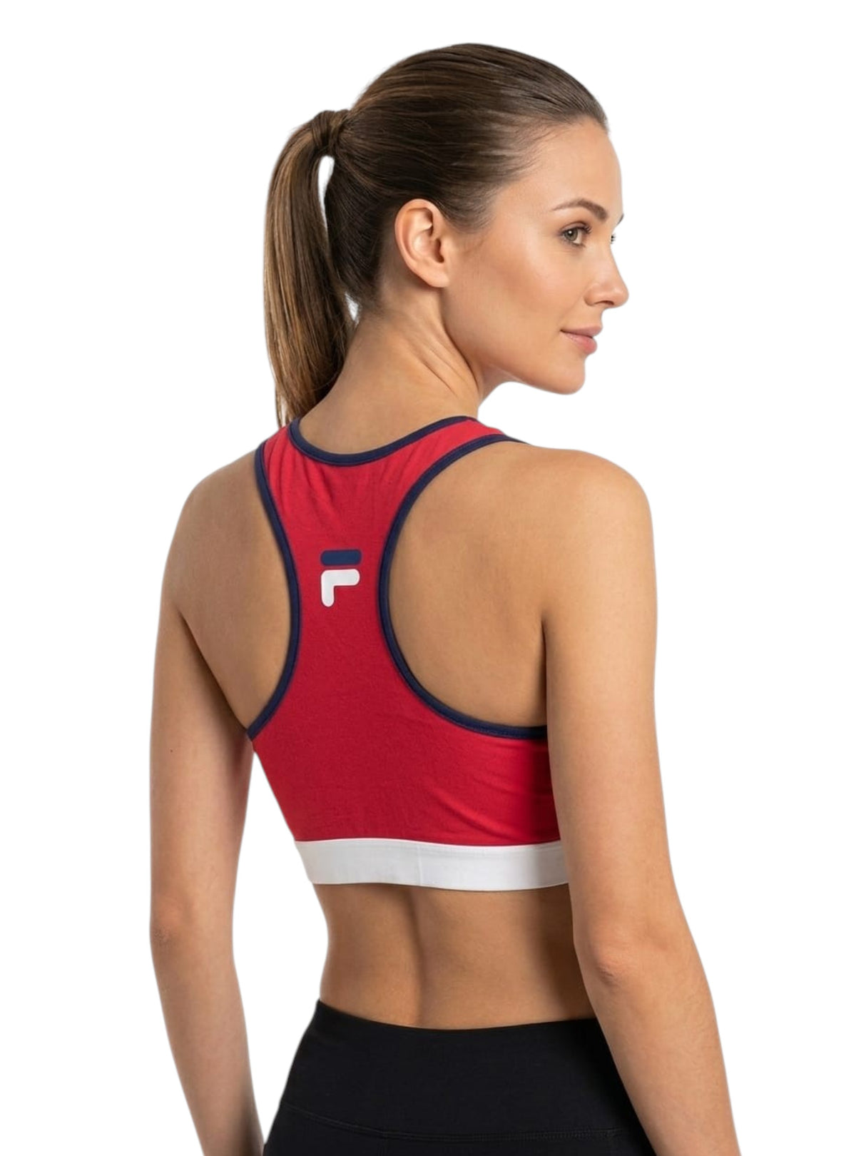 Women's Colorblocked Crop Sport Top,Red
