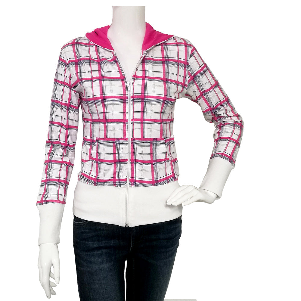 Image for Kids Girl's Plaid Jacket,White/Pink