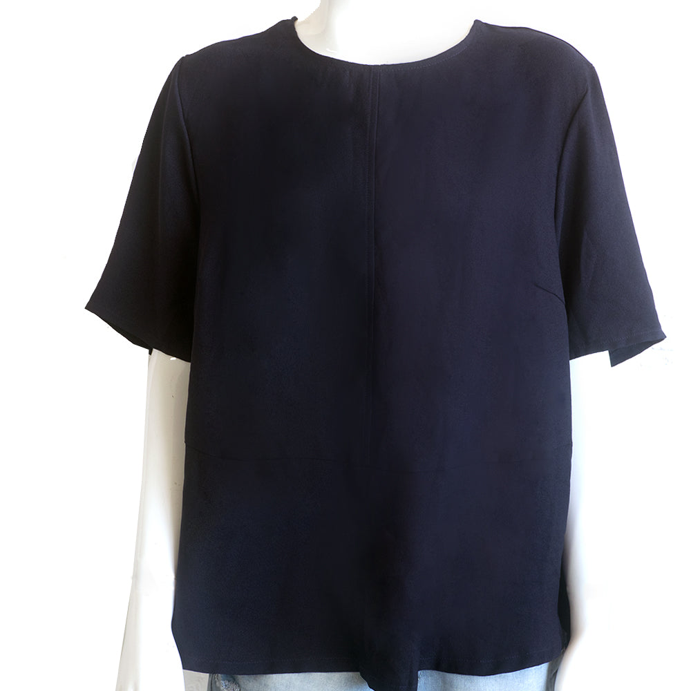 Image for Women's Ruffled Plain Top,Navy