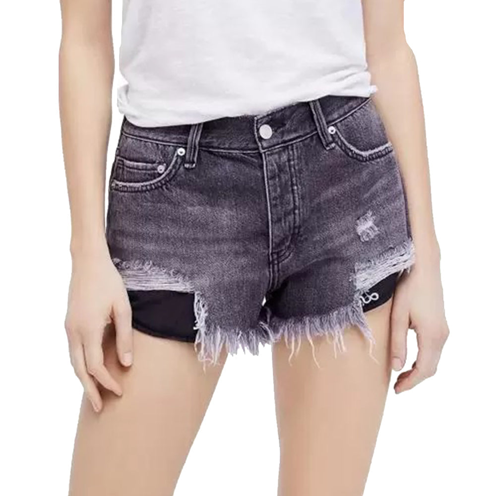 Image for Women's Mid Rise Ripped Short,Black