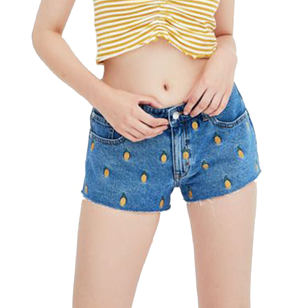 Image for Women's Printed Denim Short,Blue
