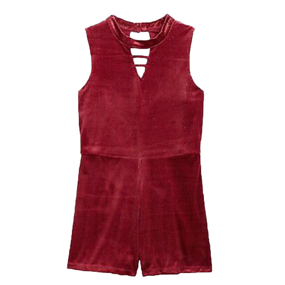 Image for Kids Girl's Velvet Short Jumpsuit,Red