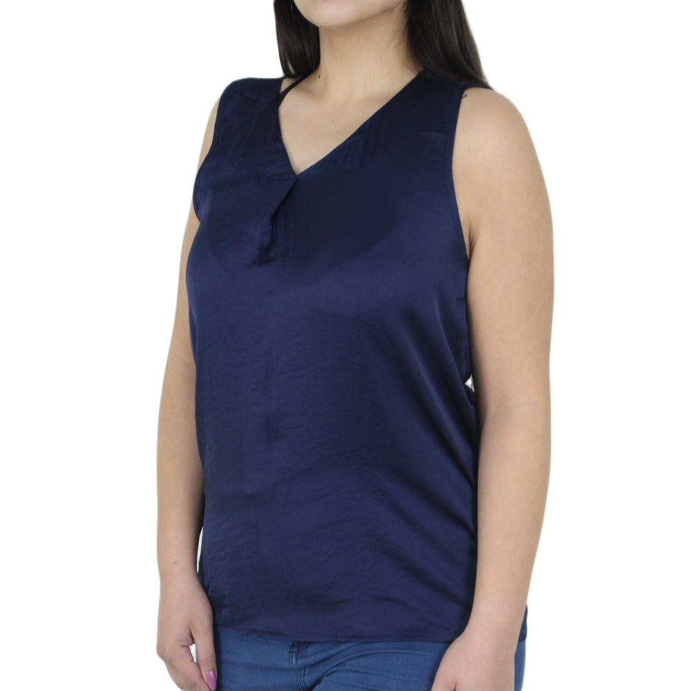 Image for Women's High-Low Satin Top,Navy