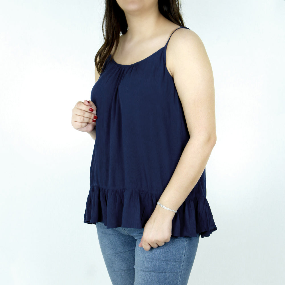 Image for Women's Ruffled Casual Top,Navy