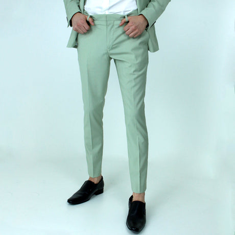Image for Men's Plain Slim Fit Fabric Pant,Light Green