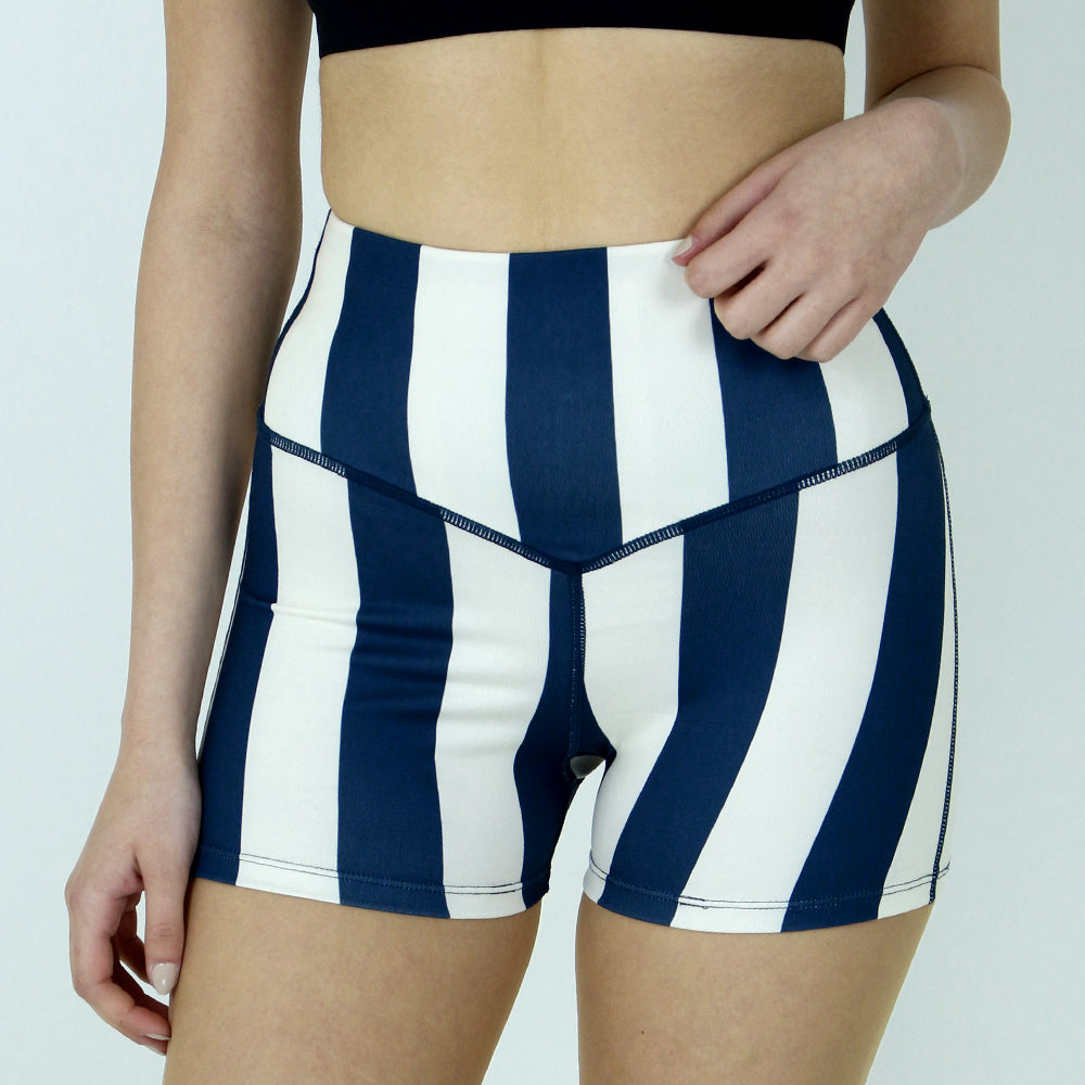 Image for Women's Striped Sport Short,White/Navy