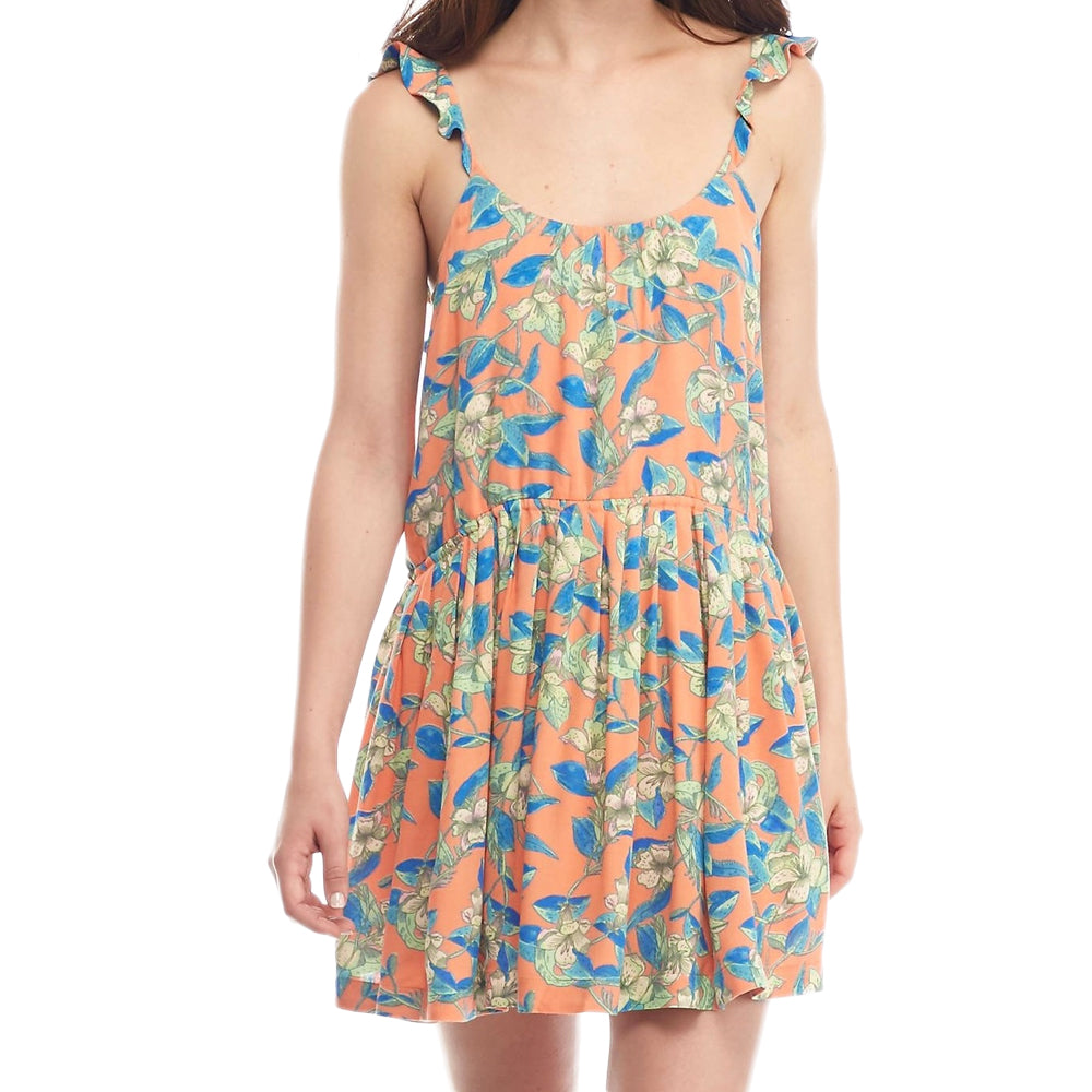 Image for Women's Floral Scoop Neck Dress,Orange